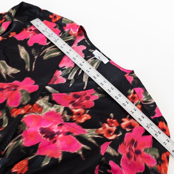 Sofia Floral Dress XXXL (22) Faux Wrap Ruffle Mid Calf Length Silky Flowy - Picture 8 of 13